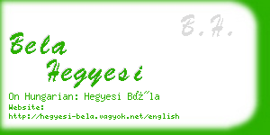 bela hegyesi business card